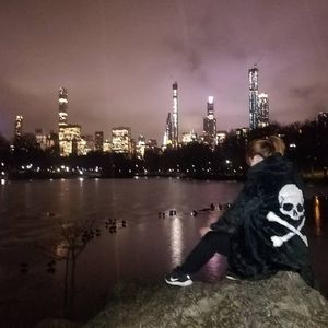 Current Mood Skull Faux Fur Coat Black